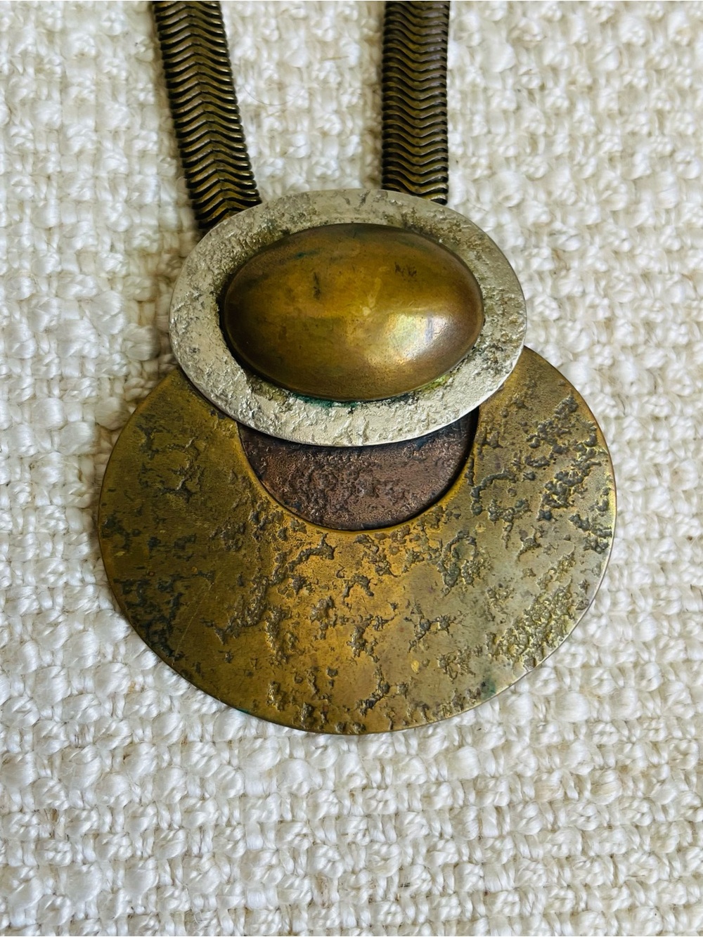 Marjorie Baer Vintage Mixed Metals Pendant Necklace 19" L